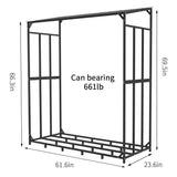 Tall Metal Firewood Rack Stand with Top Cover Fireplace Wood Storage Stacking
