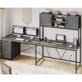 L Shaped Gaming Desk, Reversible Computer Desk with Fabric Drawers