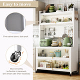 Kitchen Pantry Cabinet Kitchen Hutch with Microwave Stand Station Multi-Purpose