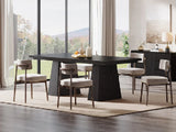 LITTLE TREE Black Dining Table for 4-6, Modern Kitchen Table with Tapered Wood