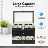 6/12/20/24/30Slots Large-capacity Watches and Glasses Display Box  Suitable for Hold Glasses Watches Jewelry Rings