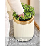 Bathroom Trash Can with Lid - Decorative Trash Bin Faux Plant - Small Bathroom Garbage Can - Bedroom Living Room Entryways - Pl