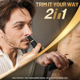 Electric Razor for Men IPX7 Waterproof Versatile Shaver for Temple Groin Nose Ear Hairs Beard Body Hair Trimmer