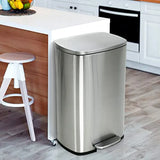Trash Can, Brushed Stainless Steel Kitchen Trash Can with Soft-close Lid