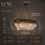 Modern Black & Gold Crystal Chandelier, 3-Tier K9 Oval Crystal Chandelier for Kitchen