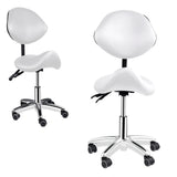 Saddle Chair with Back Support | Rolling Adjustable Esthetician Chair with Wheels | Heavy-Duty Massage Stool