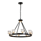Wagon Wheel Chandelier Farmhouse Modern Small Crystal Round Chandelier