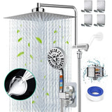 Water Showerhead, Built-in 2 Power Wash +12" Shower Extension Arm-MD DC PRINT