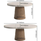 Round Extendable Dining Table with Pedestal Base, 39"-55" Expandable Dining Room Table