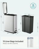 Slim Trash Can, 13-Gallon Garbage Can For Narrow Spaces With Soft-Close Lid