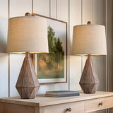 20.25' Living Room Rustic Linen Bedside Nightstand Lamps, Set of 2