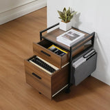 2Drawer Mobile File Cabinet with Wheels Solid Wood Rolling Storage Cabinet for Home Office SpaceSaving Under Desk