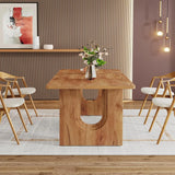 Modern Rectangular Dining Table, Wood Pedestal Base For 6-8 People