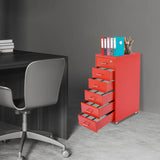 6-Drawers Mobile File Cabinet With Lock 4* Wheels Steel Vertical  Filing Cabinet Office Cabinet