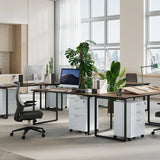 3 Drawer Rolling File Cabinet with Lock & Casters, Wooden Mobile Storage Organizer Printer Stand