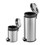 8 Gallon Kitchen Trash Can with Lid + 1.3 Gallon Round Stainless Steel Step Trash Can Combo for Bathroom,