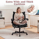 TCGBKAF Black Criss Cross Chair with Wheels&Flip-Up Arms, 25" Seat Cross Legged Office Chair with Flip-Up Back, Ergonomic Computer Desk Chair, Adjustable