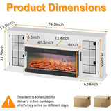 59"/75" Farmhouse Electric Fireplace TV Stand 12 Color 3D Realistic Flame