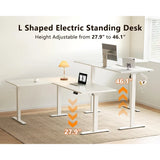 63 Inch Electric L Shaped Standing Desk Reversible Corner Height Adjustable