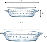 Glass Baking Dish Set 2-Pack (7"/8"), Round Pie Bakeware with Handles