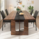 71 Inch Rectangular Dining Table for 6-8 People, Farmhouse Wood Kitchen Table with Wooden Legs