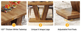 LITTLE TREE 47-Inch Dining Table for 4,Dinner Table with Heavy Duty Pedestal, Farmhouse Eating T