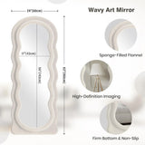 63x24 Arched Wavy Full Body Wall Mounted Floor Mirror with Stand