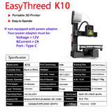 EasyThreed Entry Level Mini 3D Printer Portable Desktop 3D Printer with 100x100x100mm Build Plate Low Noise Fast Assembly for Kids Beginners Home