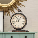 8-Inch Antique Mantel Clocks for Living Room, Retro Table Metal Silent