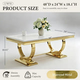 Elegant Gold and White Marble Coffee Table for Living Room and Foyer