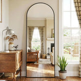 58 x18 Arched Full Length Mirror w/ Stand, Aluminum Alloy Frame for Bedroom