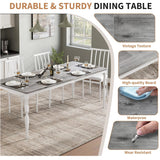 Rectangular Dining Table for 6, Farmhouse Kitchen Table, 2 m Long Wooden Dining Room Table