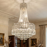 Modern Chrome Silver Crystal Chandelier, Round Dimmable Dining Table
