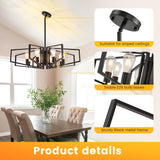 Modern 8-Light Geometric Chandelier Adjustable Height Metal Pendant Light