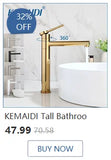 KEMAIDI Touchless Automatic Sensor Bathroom Faucet Brushed Gold Vessel Sink Tap Hands-Free Smart