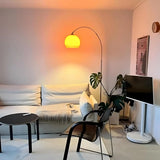 Nordic Simple Floor Lamp with Orange Acrylic Shade for Living Room