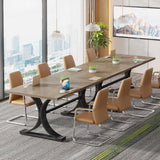 10.5ft Modern Conference Table for 8-10 People with Stylish Legs, Grey and Black
