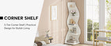 Tribesigns Corner Shelf, Modern 5-Tier Wall Corner Bookshelf, Stylish