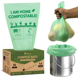 1.6 Gal Small Compost Bags for Kitchen Countertop Bin - 50 Count Cornstarch Leakproof