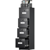 4 Drawer File Cabinet Metal Vertical Black Filing Cabinets with Locks for Home Office