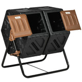 34.5 Gallon Composter Dual Chamber Compost Bin with Steel Legs