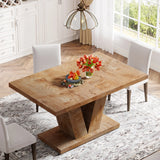 Tribesigns 47-Inch Dining Table for 4-6, White Kitchen Dinner Table with Heavy Duty Pedestal