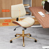 Home Office Desk Chair with Swivel Wheels, Modern PU Leather Armless Office Chair