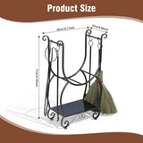 Fireside Wood Storage Organizer with 4 Fireplace Tools Black Copper Log Holder