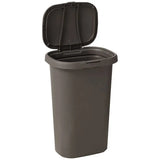 Spring Top Trash Can with Lid 13 Gallon Gray Plastic Garbage Bin for Home Kitchen