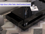 47.3IN LED Modern Coffee Table with 2 Storage Drawers for Living Room