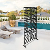 Metal Privacy Screen Outdoor Decorative Privacy Screen with Stand Freestanding Privacy Screen