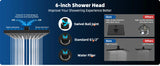 Bathroom Waterfall Shower Head, Fixed Showerheads with Adjustable Swivel Ball,