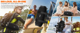 W-KING X10 Bluetooth Speaker, 120W Max Portable Loud Speakers Wireless Bluetooth Boombox, 70W IPX6 Waterproof Outdoor Party Large Big Speaker, Triple Passive Radiator/Subwoofers