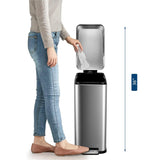 13 Gallon Kitchen Trash Can, Stainless Steel Step Garbage Bin with Soft-Close Lid